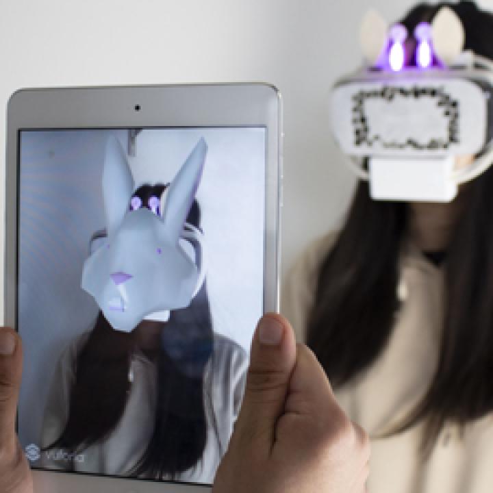 “Yiyi Shao (MDes, 2019), “RABBOT - Exploring Shared Awareness in Virtual Reality”. Digital Future’s Graduate Exhibition 2019: “What the Futures”. Photo by Chris Luginbuhl and Kristy Boyce.