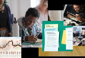 Collage of students working in studio (alt)